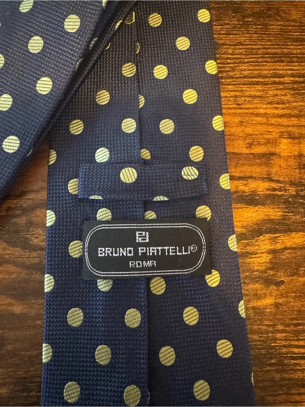 Bruno Piattelli Navy and Yellow Polka Dot Men's Tie 100% silk